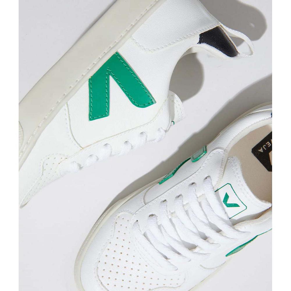 Kids' Veja V-10 LACE CWL Shoes White/Green | ZA 788TCE